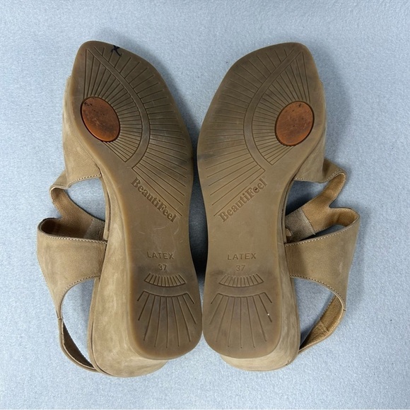 Beautifeel Tan Suede Wedge Slingback Square Toe Comfort Sandals Size EU 37/US 6 - Picture 12 of 16